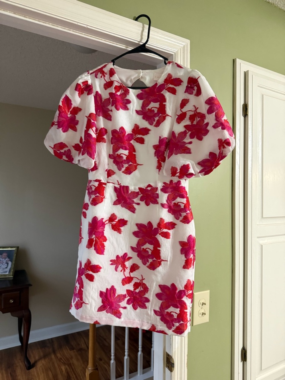 entro White Dress with Hot Pink Floral Print